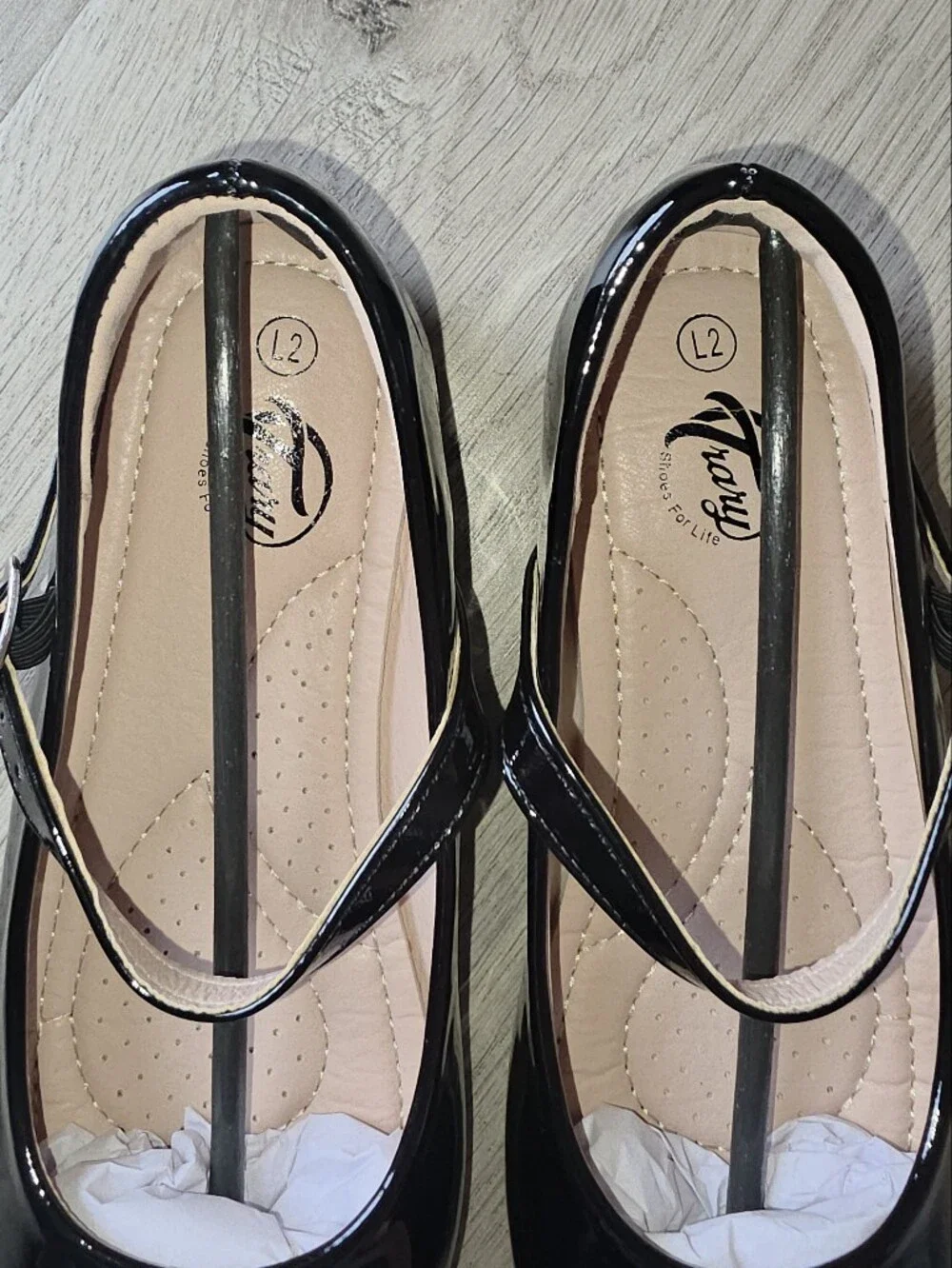 Trary Classic Black Patent Mary Jane Flats - Girls' Shoes, Size L2
